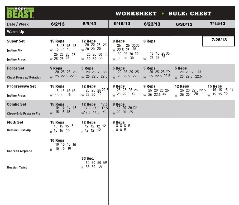 Body Beast Workout Schedule FREE Download And Tips Worksheets Library