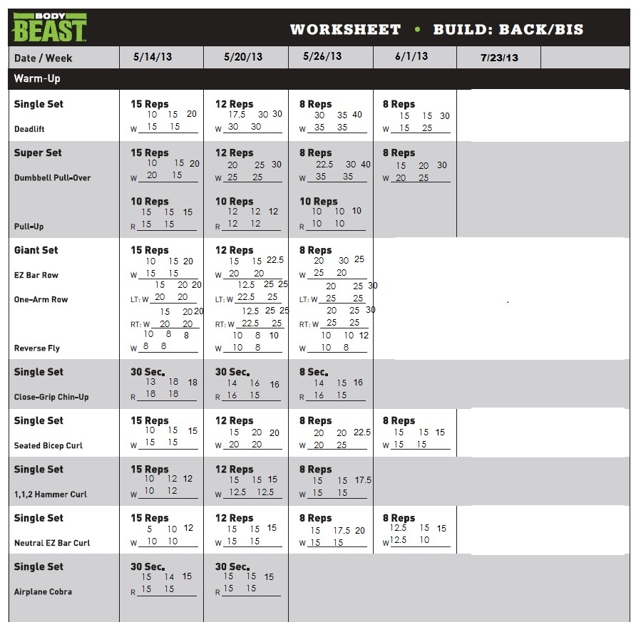 Body Beast Worksheets Download Free Worksheets Samples