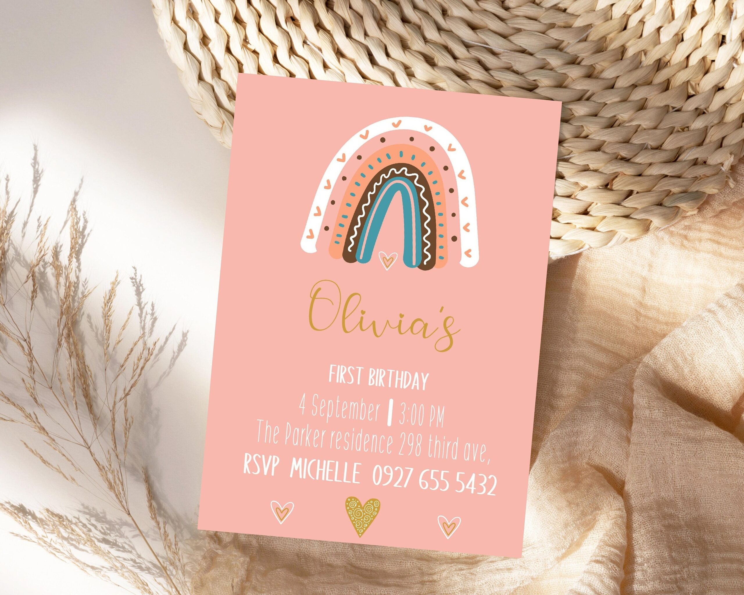 rainbow themed invitation template