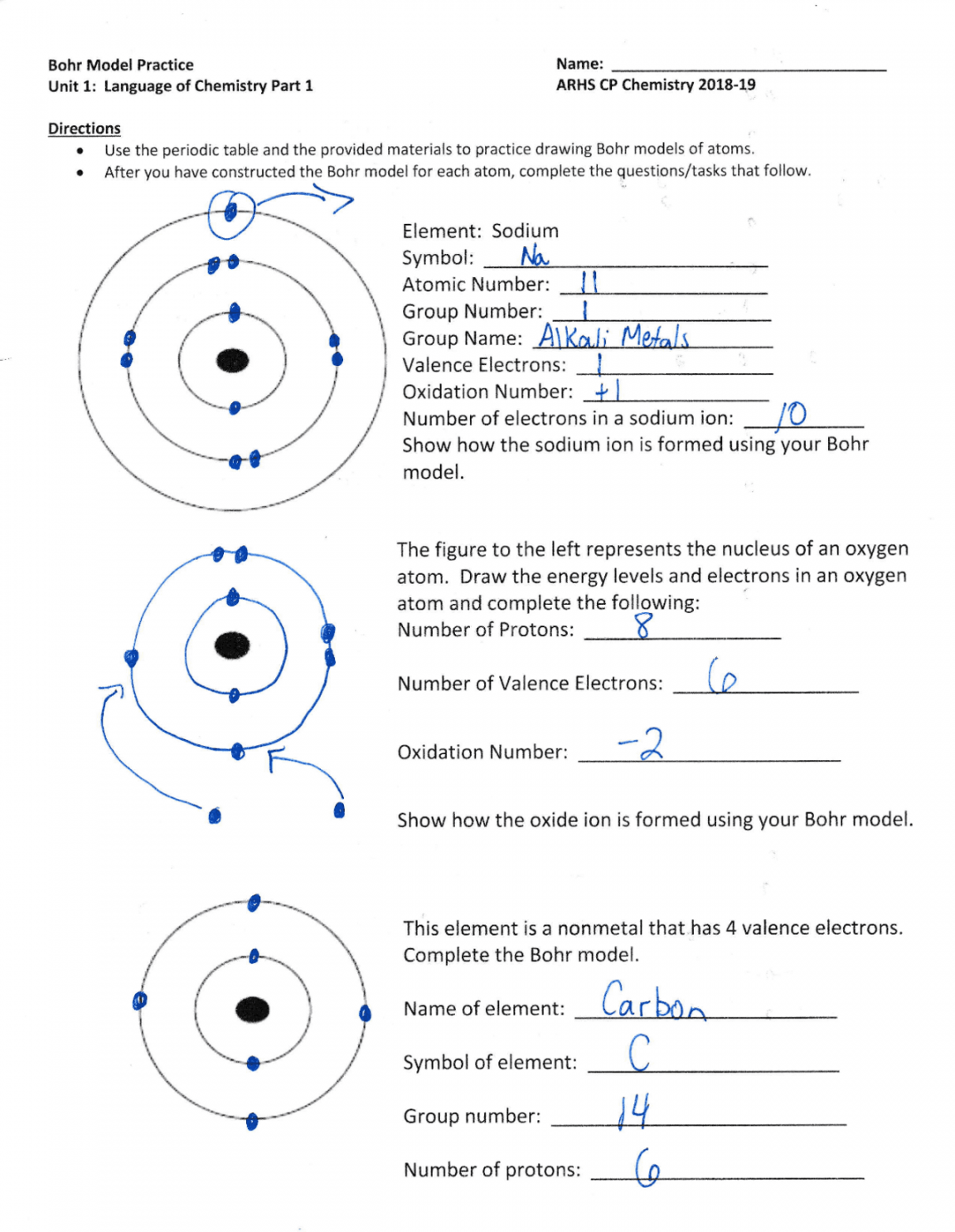 Bohr Model Practice Problems Worksheet Answers Printable PDF Template