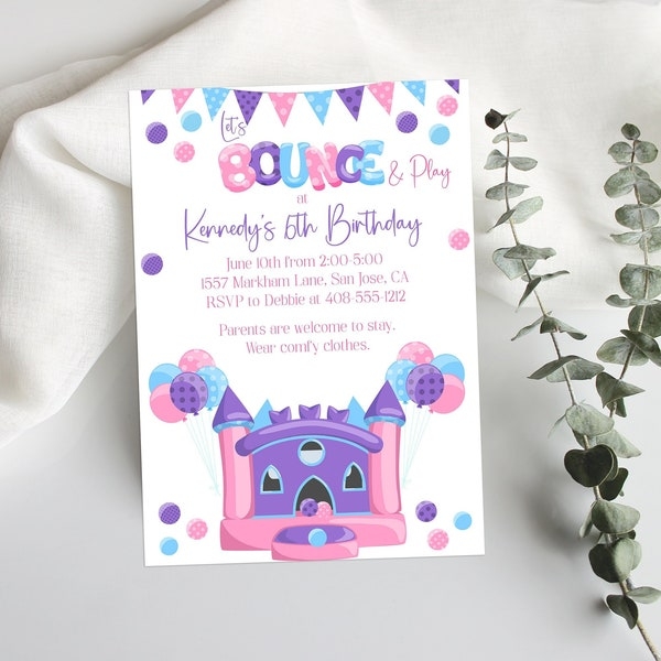 Bounce And Play Invitation Template Etsy