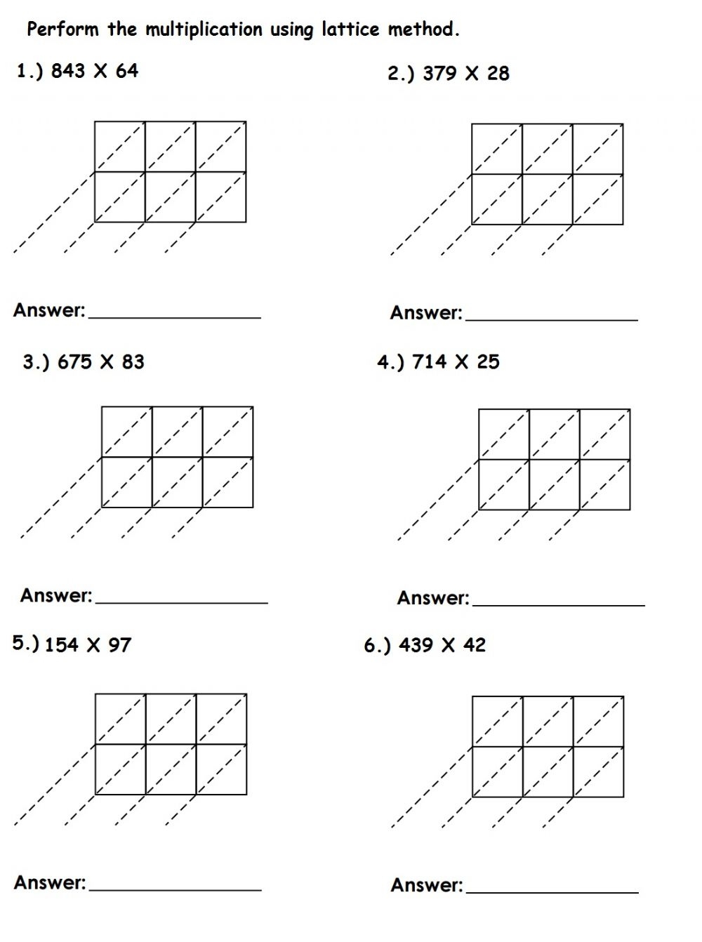 Box Method Multiplication Worksheet 5th Grade Multiplication Worksheets
