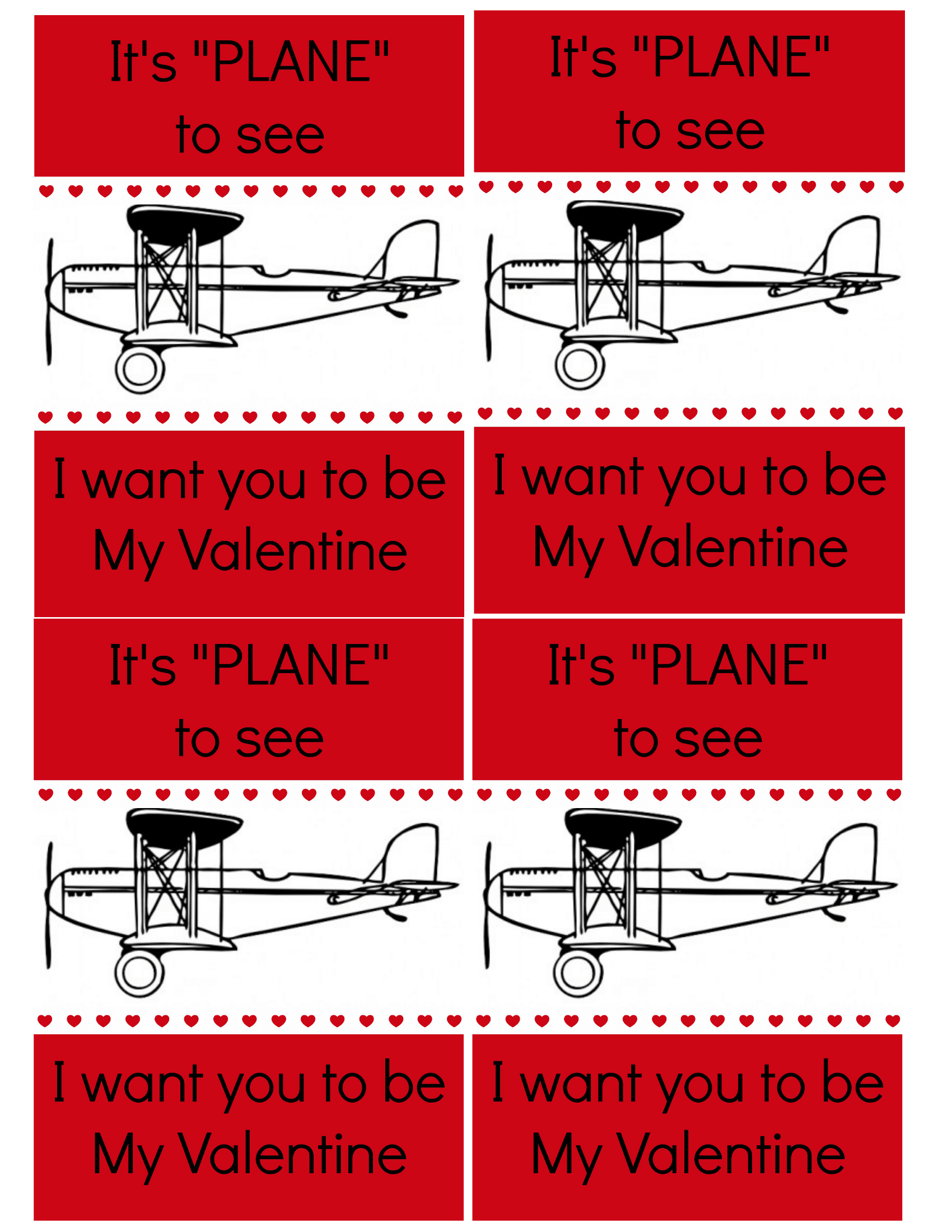 airplane valentine card printables free
