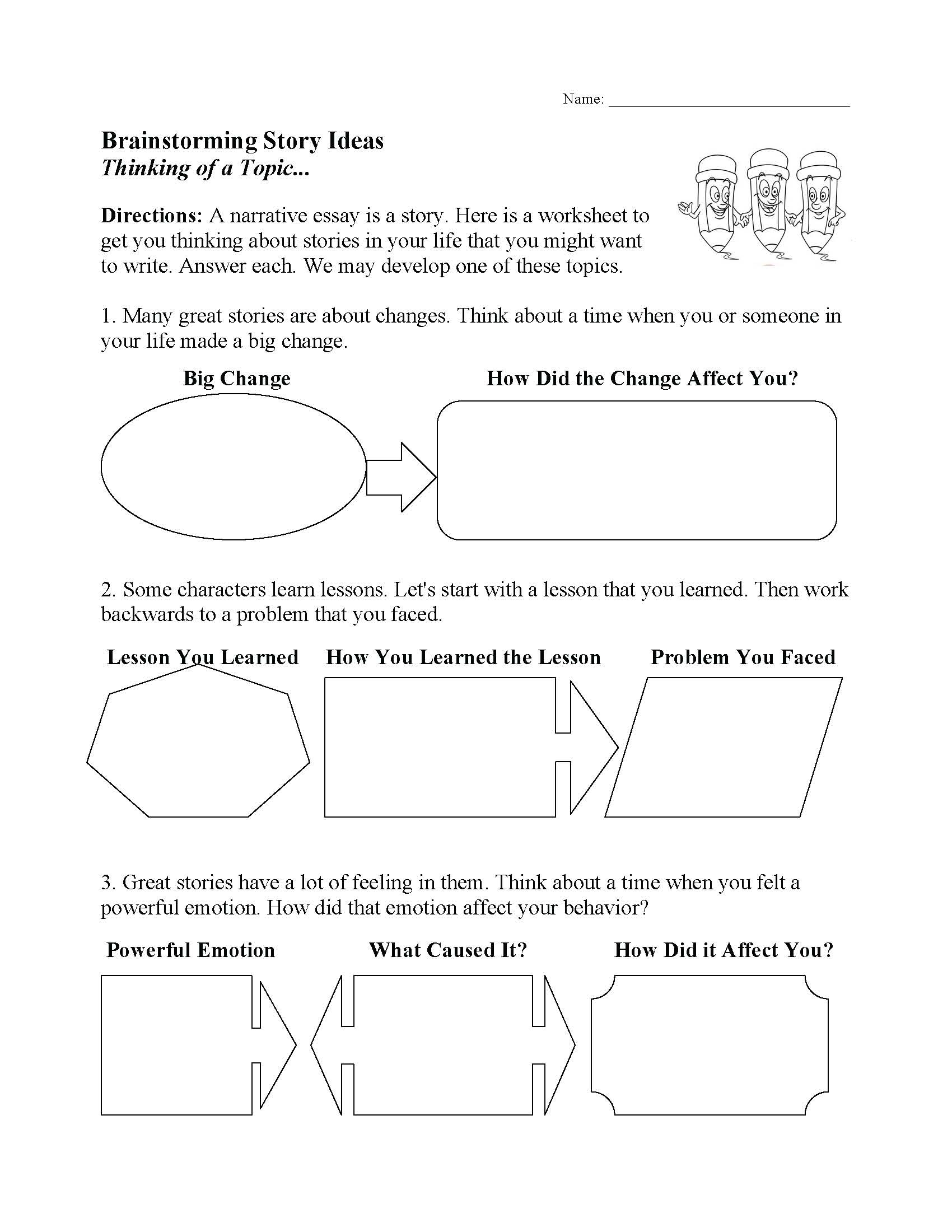 Brainstorming Writing Ideas Worksheet Writing Worksheets