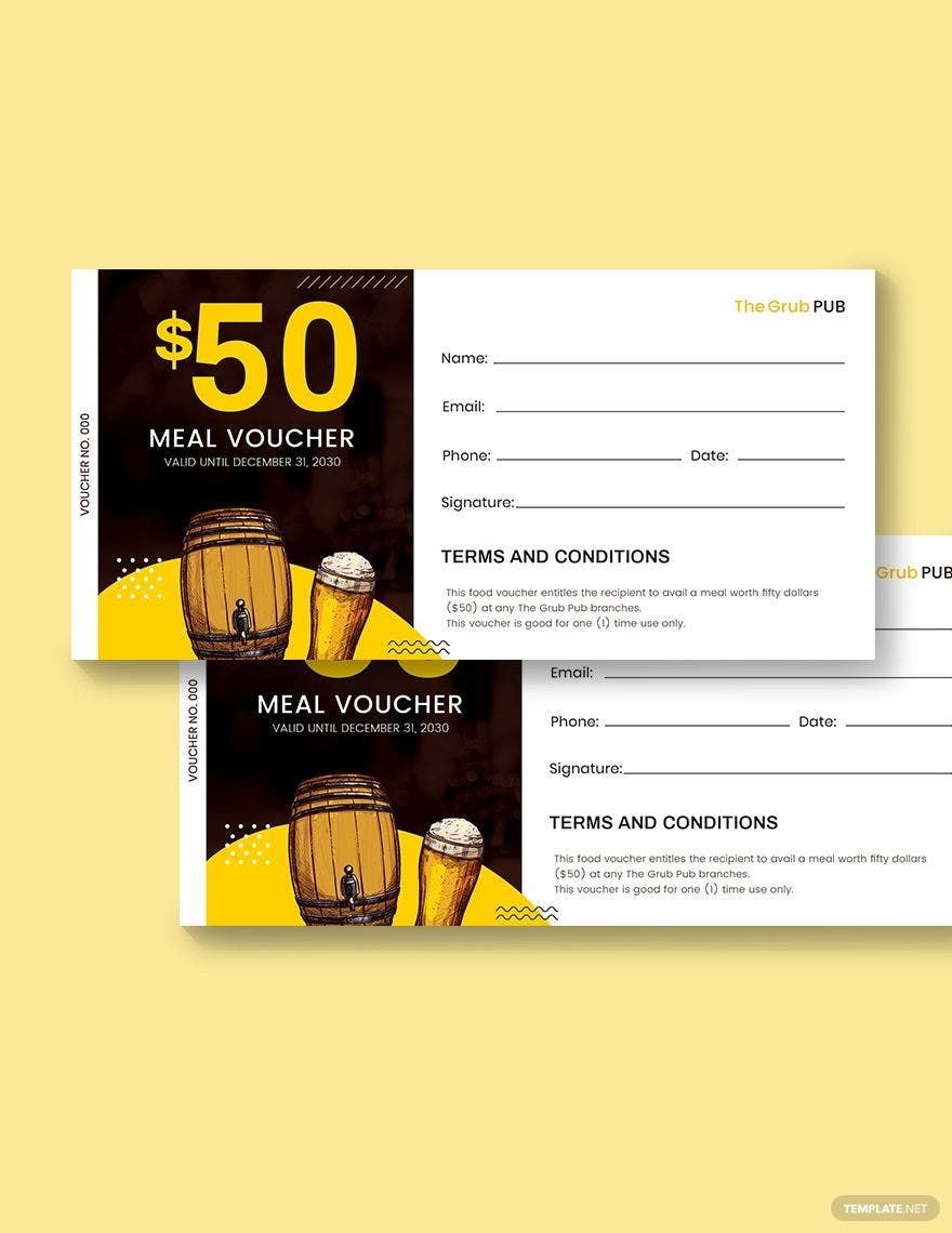 Breakfast Food Voucher Template In Word Pages Publisher Illustrator 