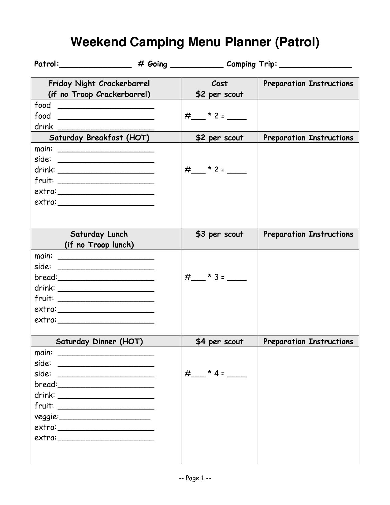 bsa meal planning worksheet