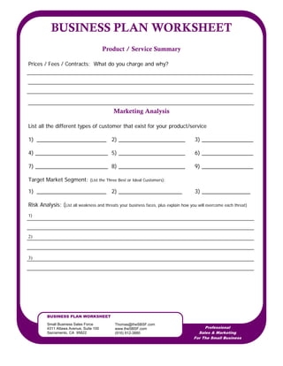 Business Planning Worksheet PDF Worksheets Library