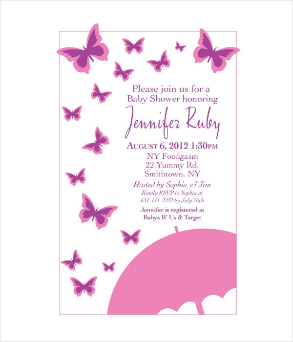 pink butterfly invitation template