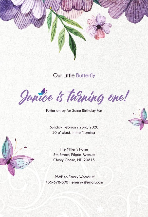 purple butterfly invitation template