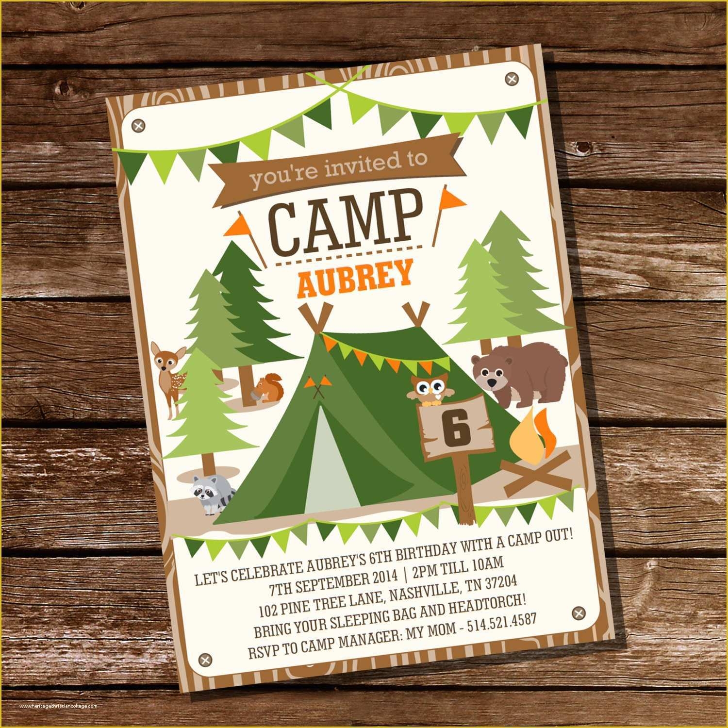 printable camping invitations templates free