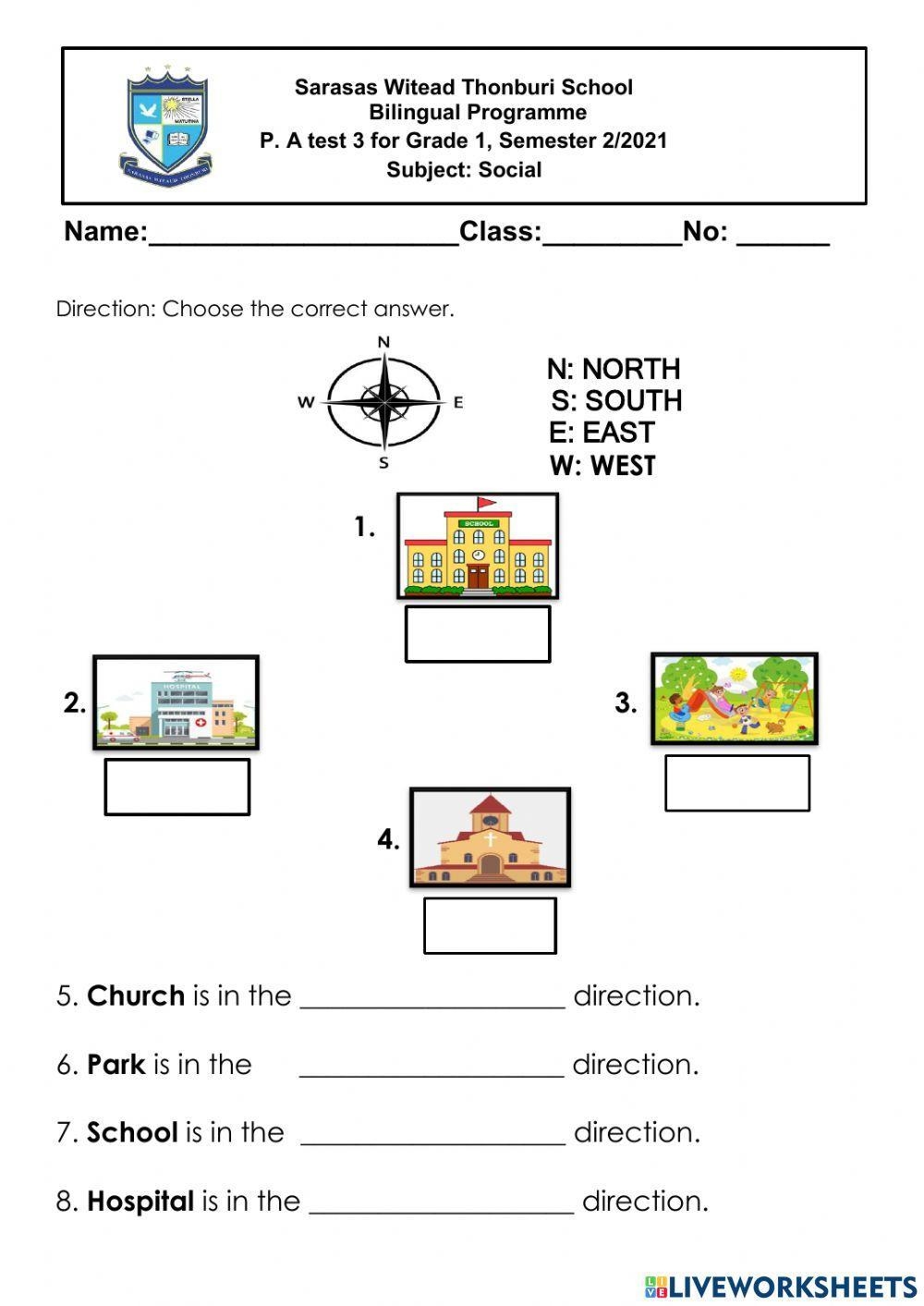 Cardinal Directions Online Exercise For 1 Live Worksheets 