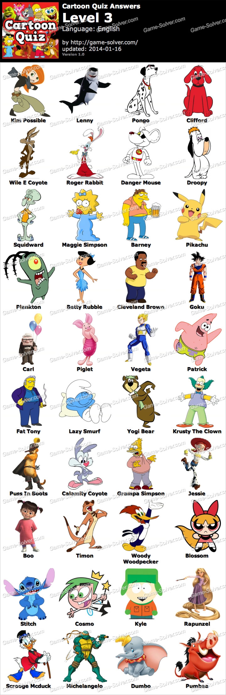 free printable cartoon picture quiz with answers