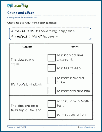 cause and effect worksheets grade 3