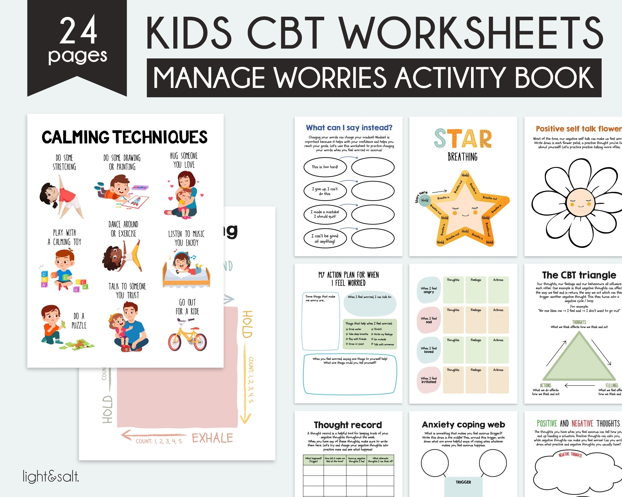 CBT Activity For Kids Therapy Worksheets CBT Worksheets Coping Skills 