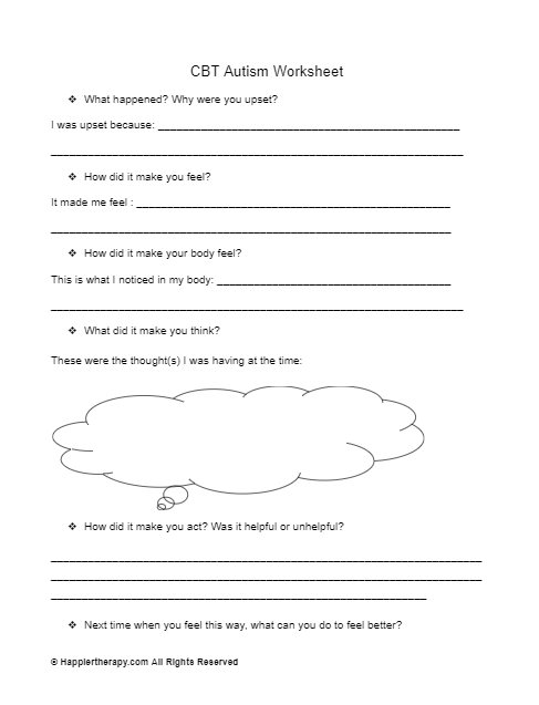 worksheets for autism
