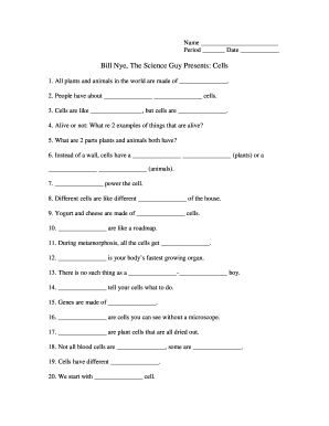 Cells Have Different Blank Fill Online Printable Fillable