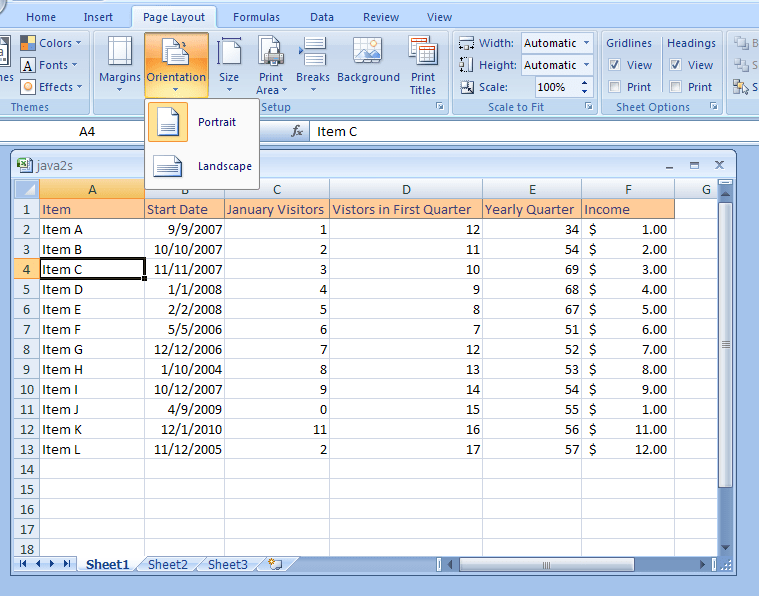 Change The Page Orientation Of The Current Worksheet To Portrait