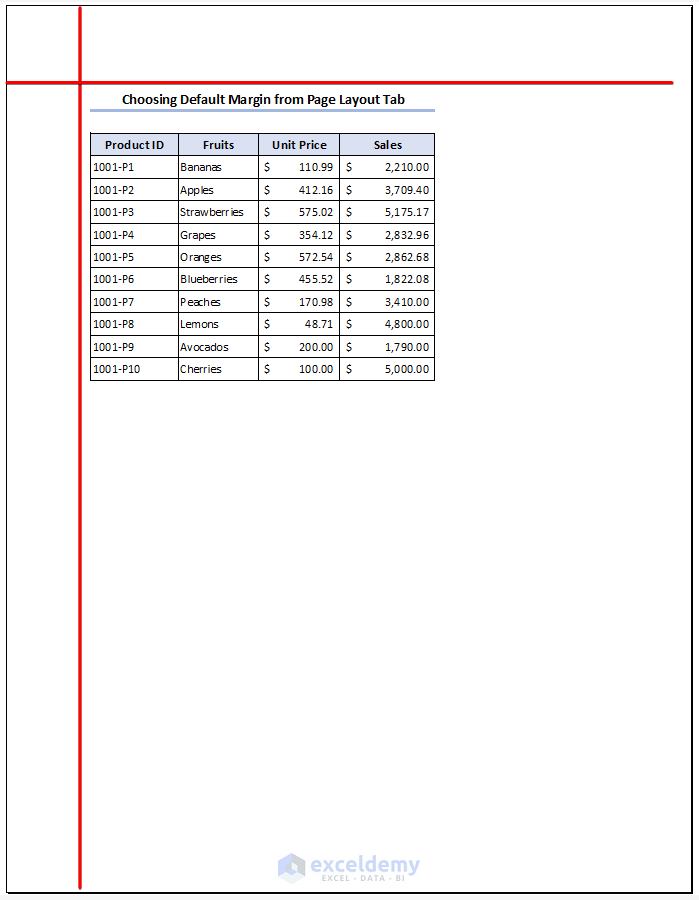 change the margins of the current worksheet to narrow
