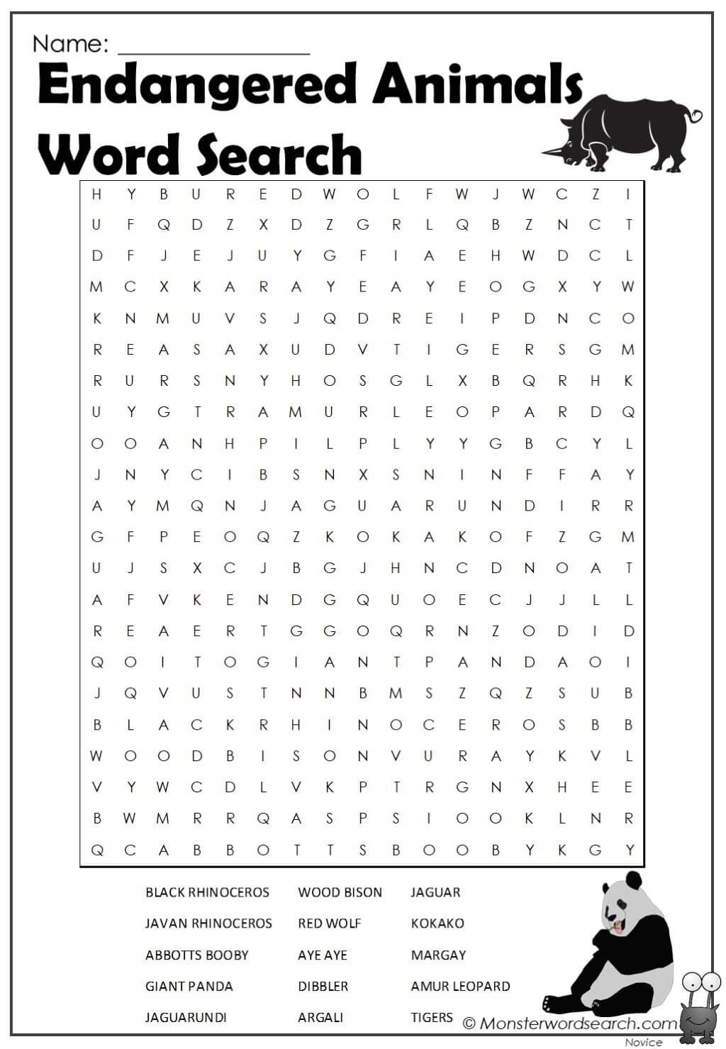 Check Out This Fun Free Endangered Animals Word Search Free For Use At