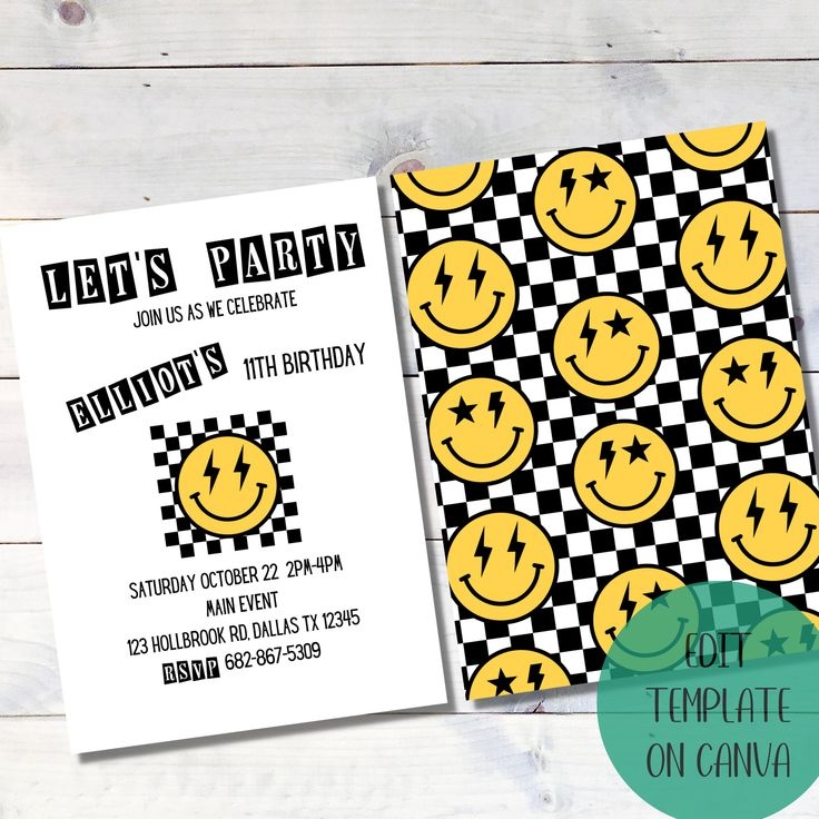 smiley face invitation template free