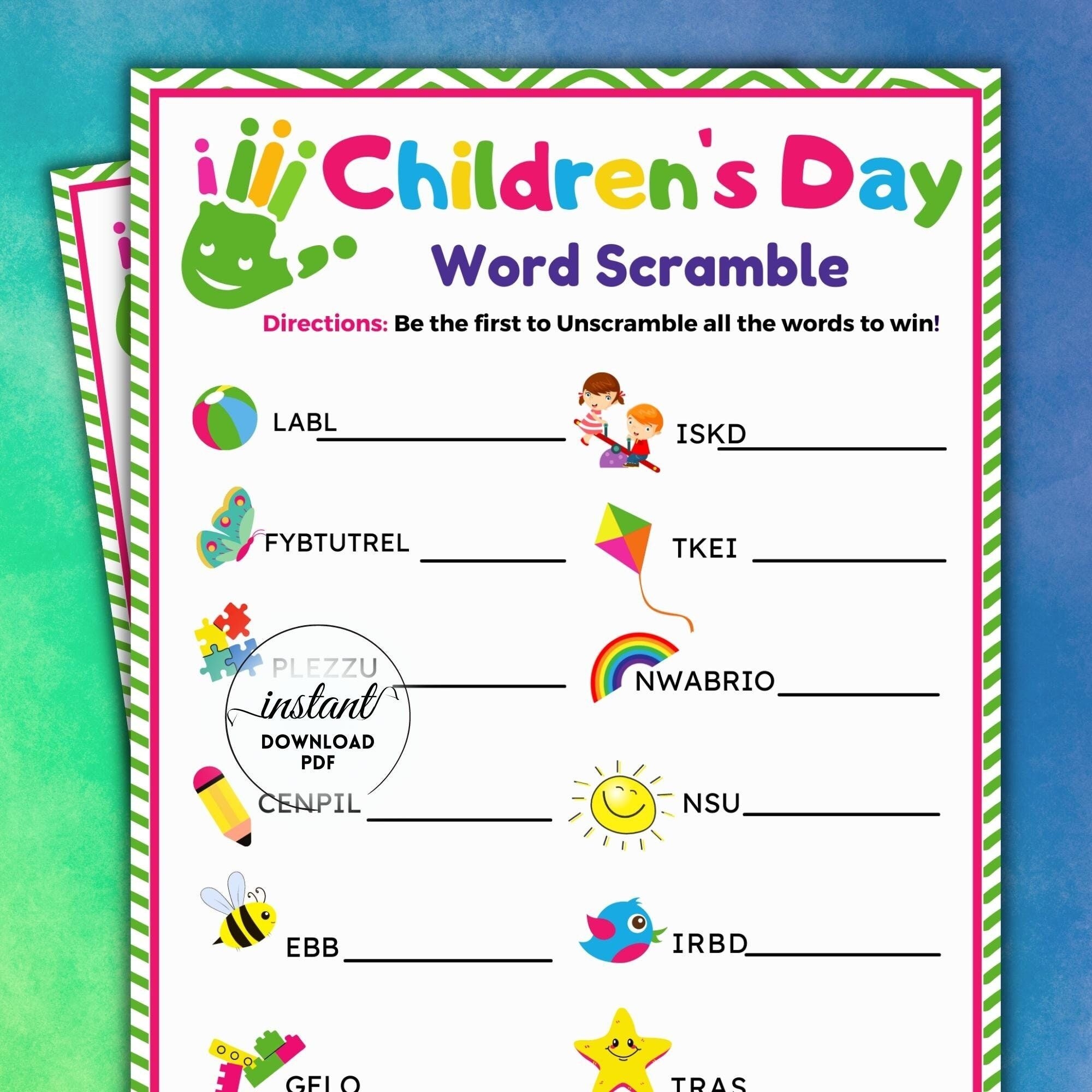 Children 39 s Day Word Scramble Games For Kids Printable Word Scramble