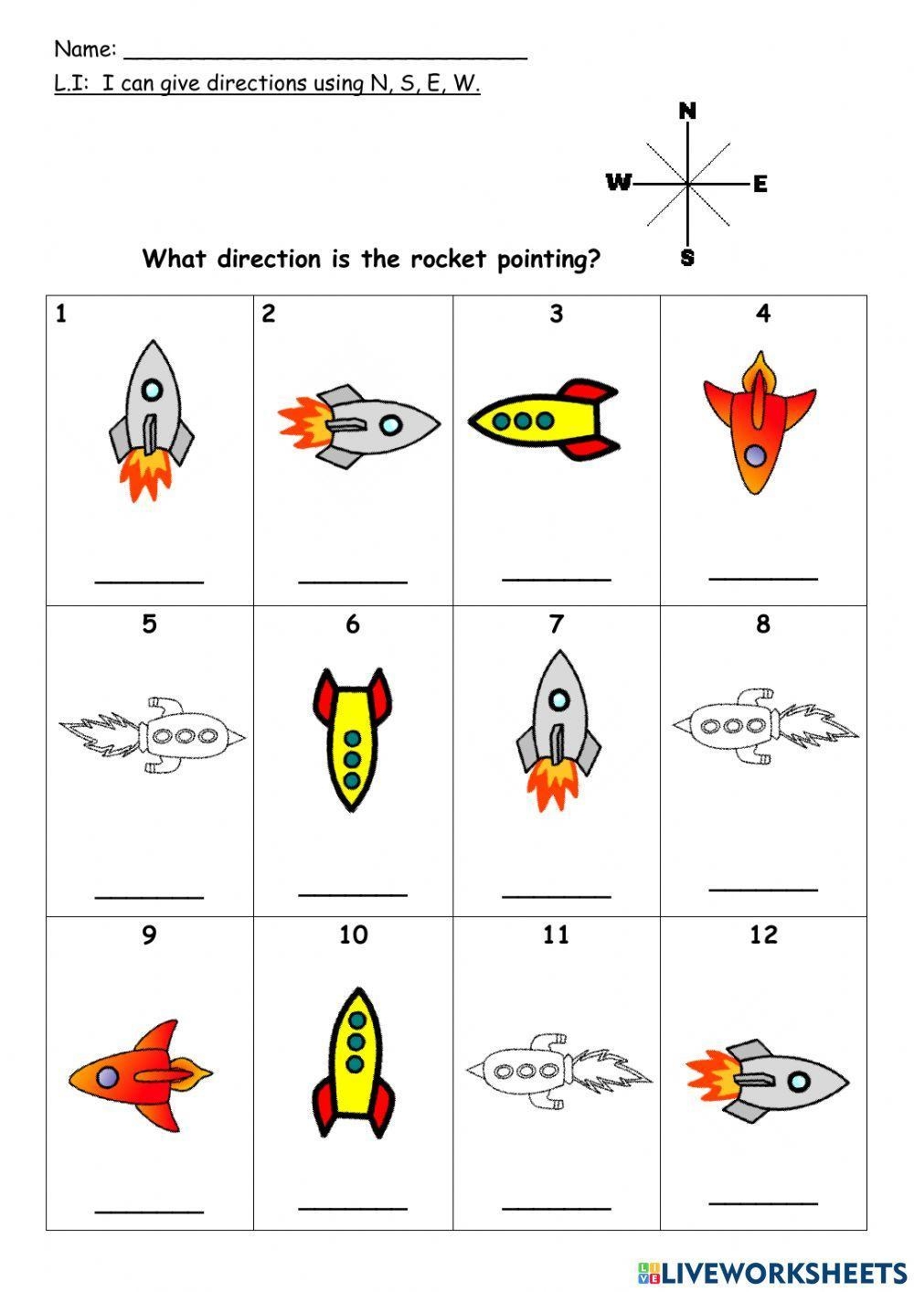 cardinal directions worksheet