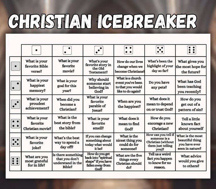 Christian Icebreaker Activity Games For Youth Group Printable Church