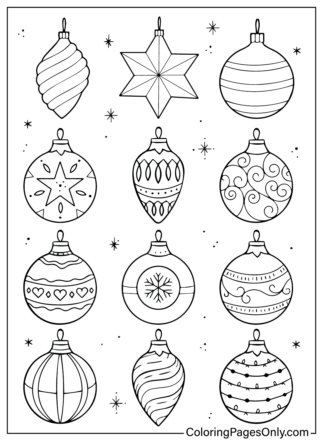 Christmas Coloring Pages Ornaments Free Printable Coloring Pages