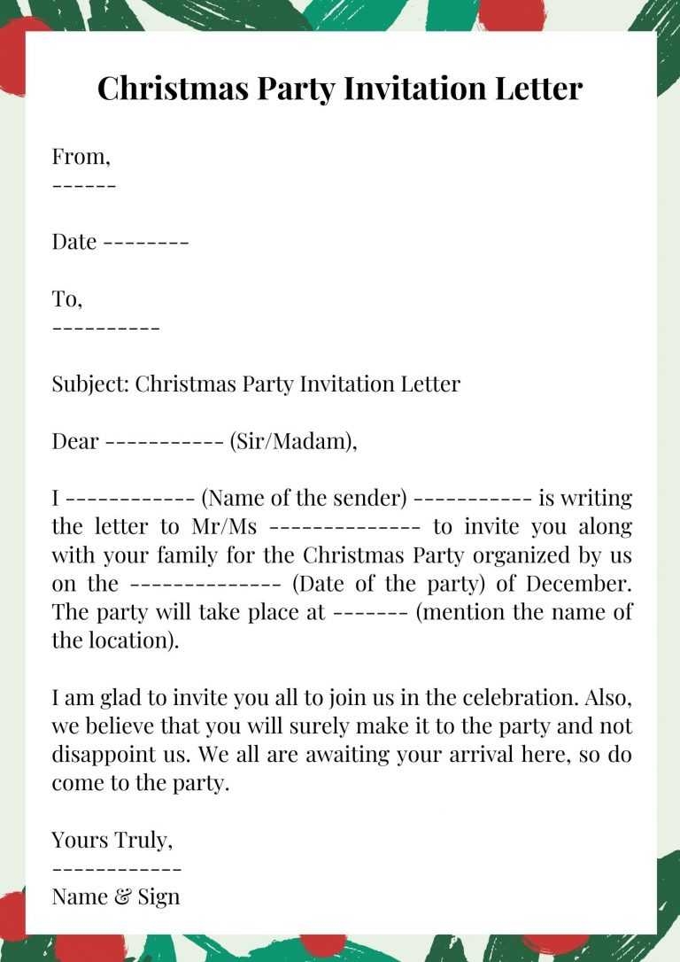 Christmas Party Invitation Letter With Sample And Examples