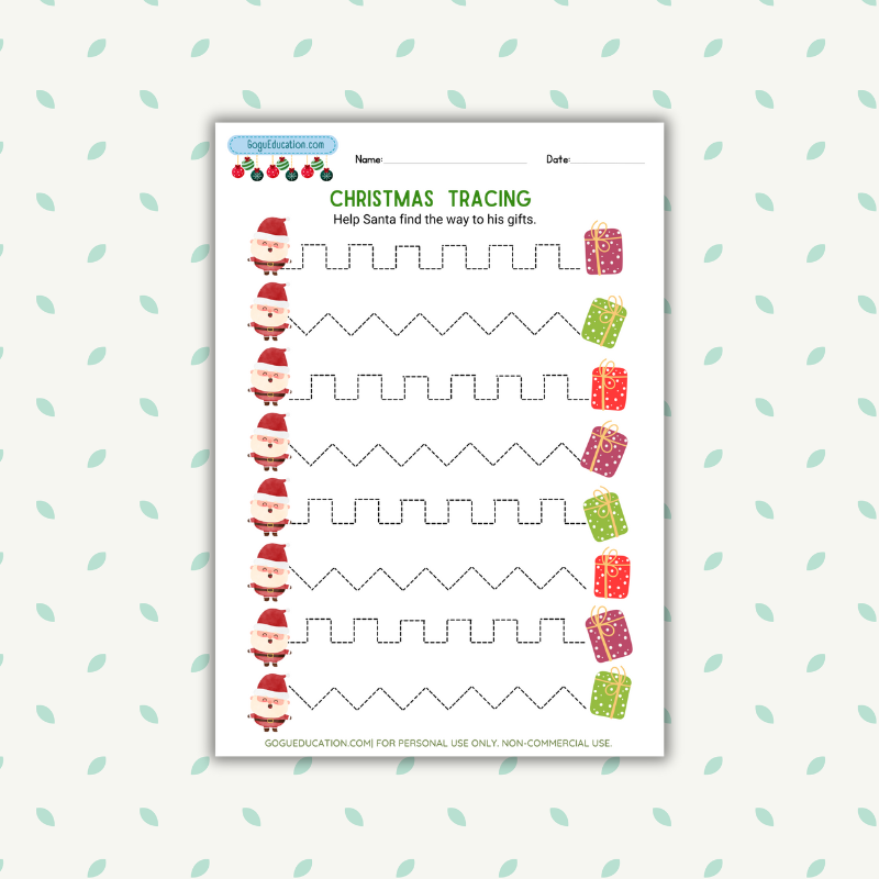 Christmas Preschool Tracing Worksheet Gogu Education