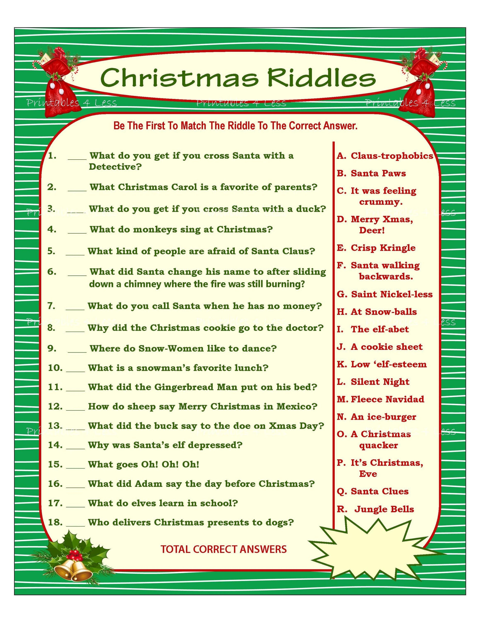Christmas Riddles Worksheet AlphabetWorksheetsFree