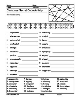 Christmas Secret Code Printable Worksheet By Lesson Machine TpT