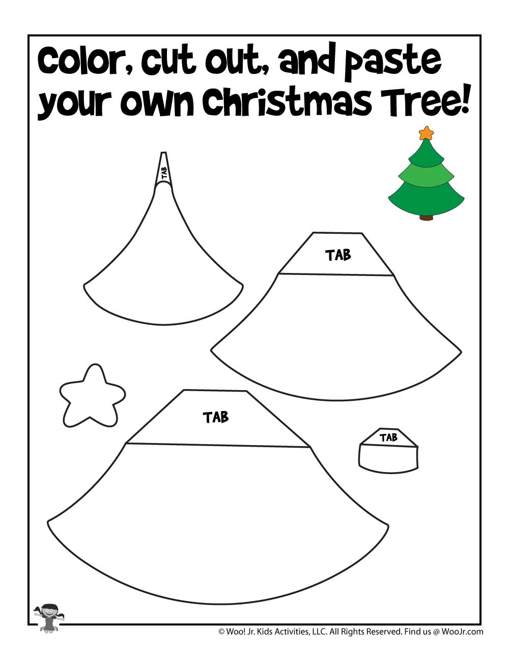 Christmas Tree Color Cut And Paste Printable Woo Jr Kids Activities