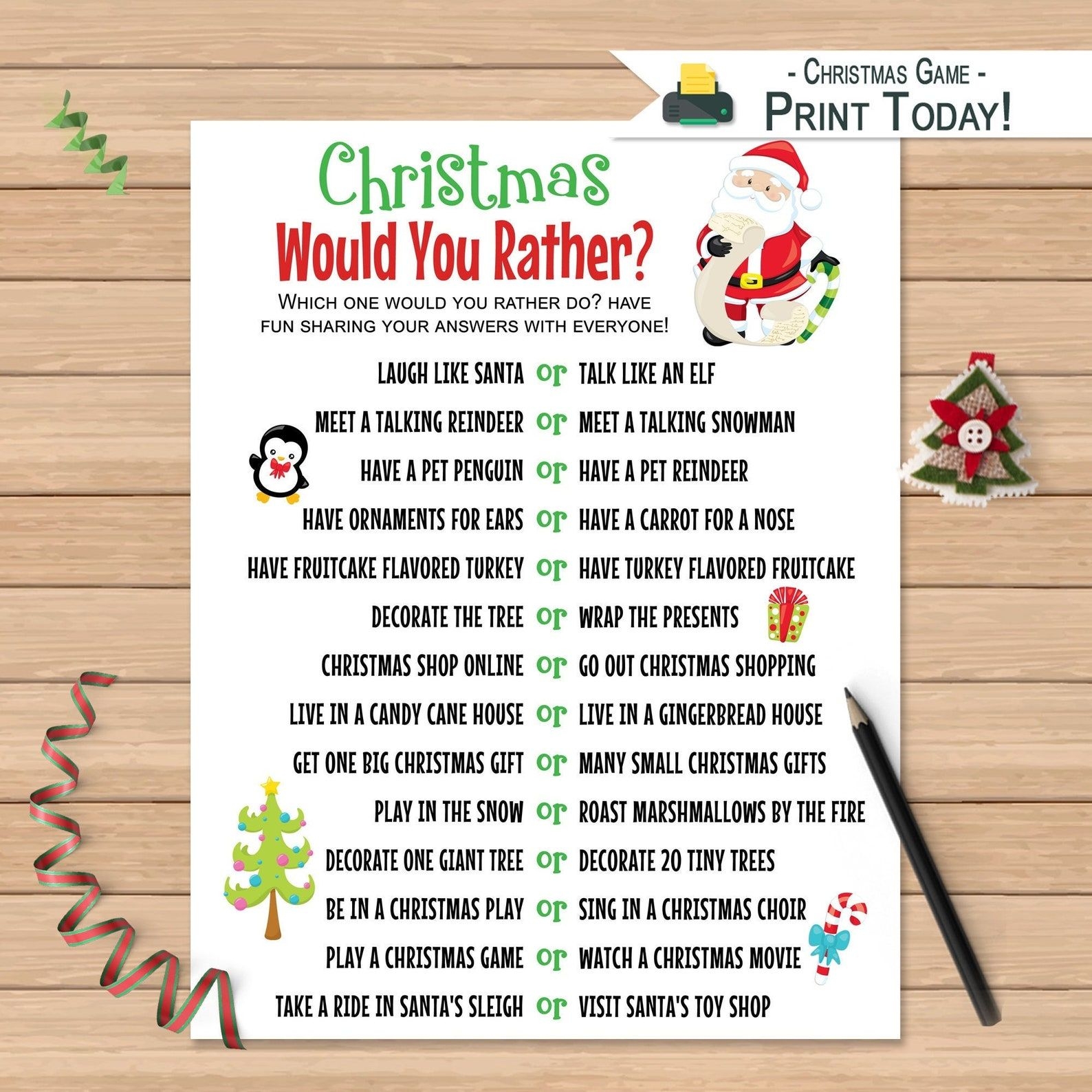 would you rather girls printable game free