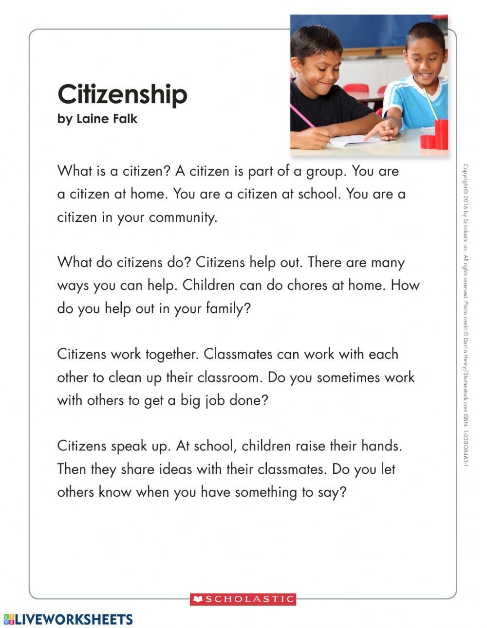 Citizenship Online Exercise For Live Worksheets Worksheets Library