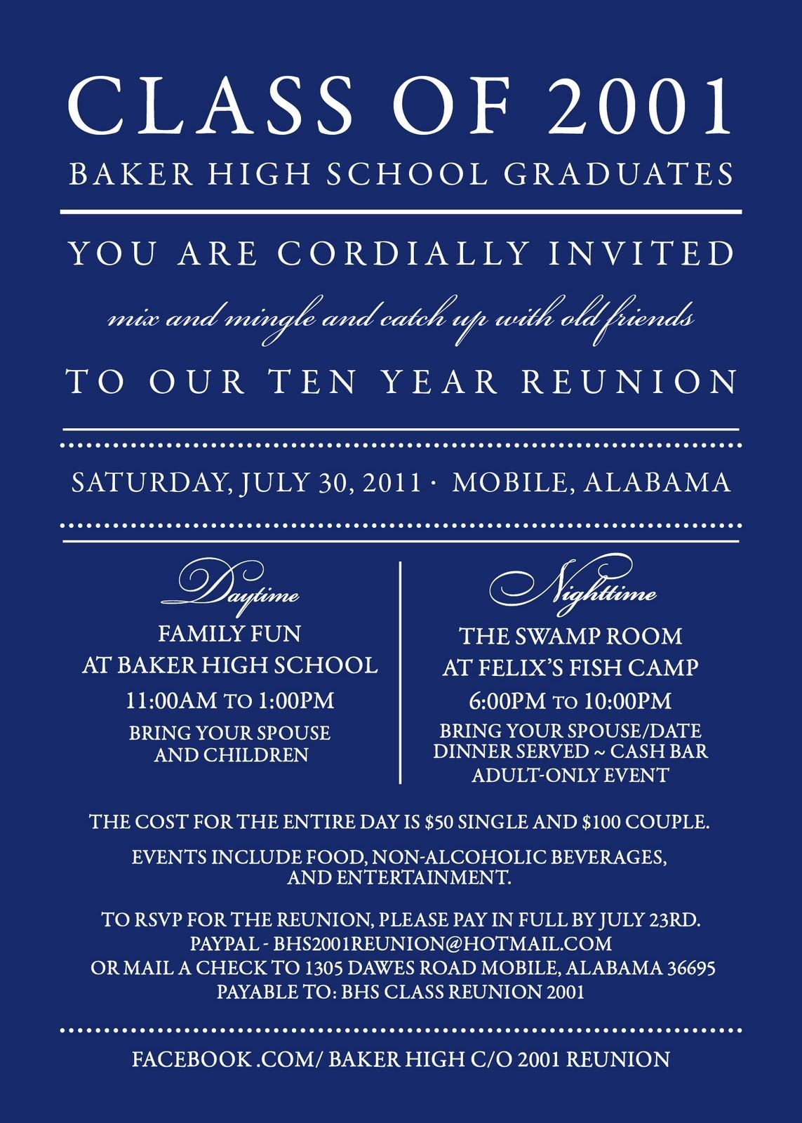 Class Of 2011 Reunion Invitations