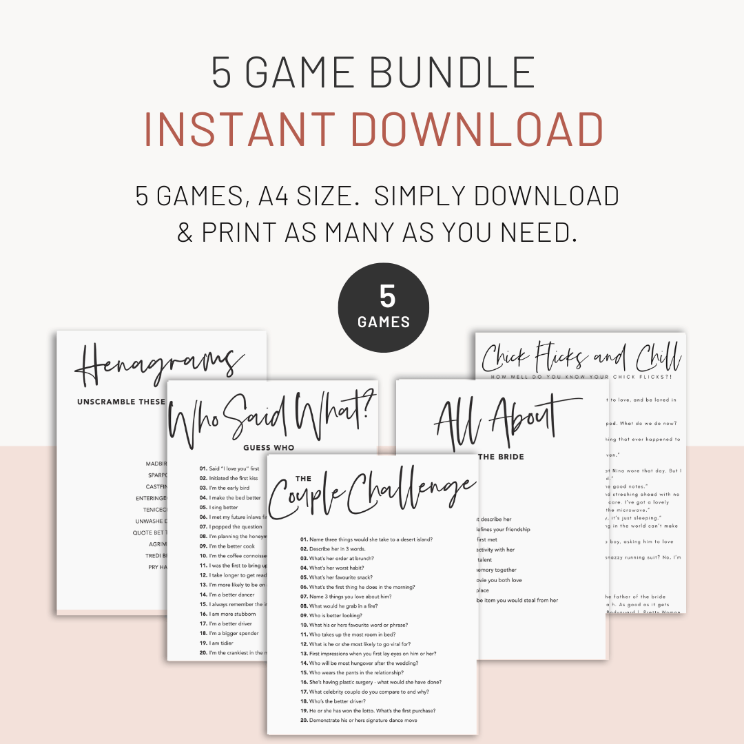 printable hen party games pdf