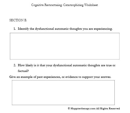 Cognitive Restructuring Catastrophizing Worksheet HappierTHERAPY