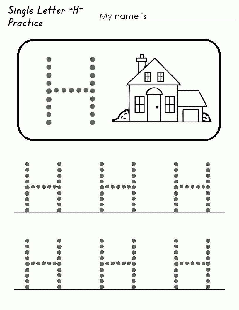 tracing letter h worksheets