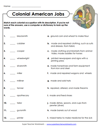 worksheets on the 13 colonies