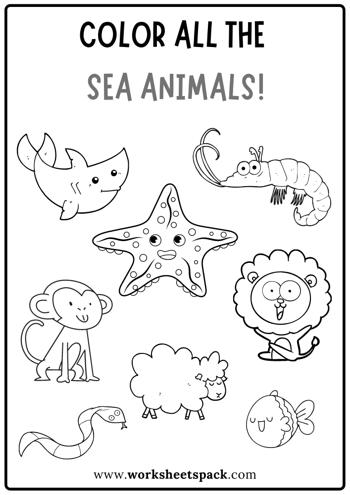 sea animals craft printable
