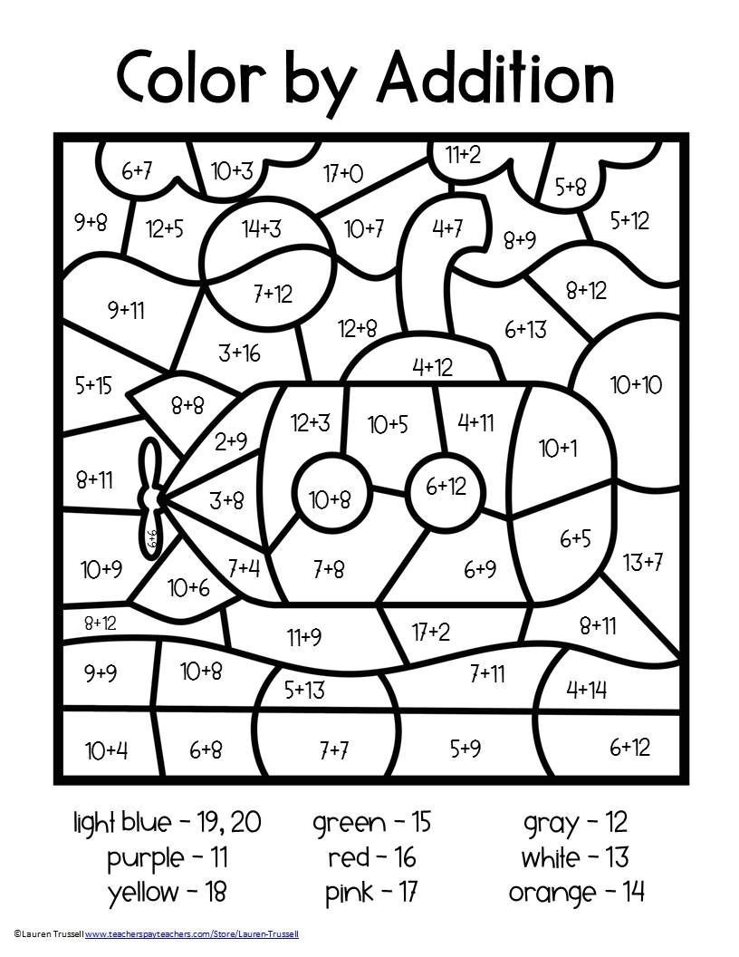 Color By Number 2 Digit Addition Worksheets AdditionWorksheets