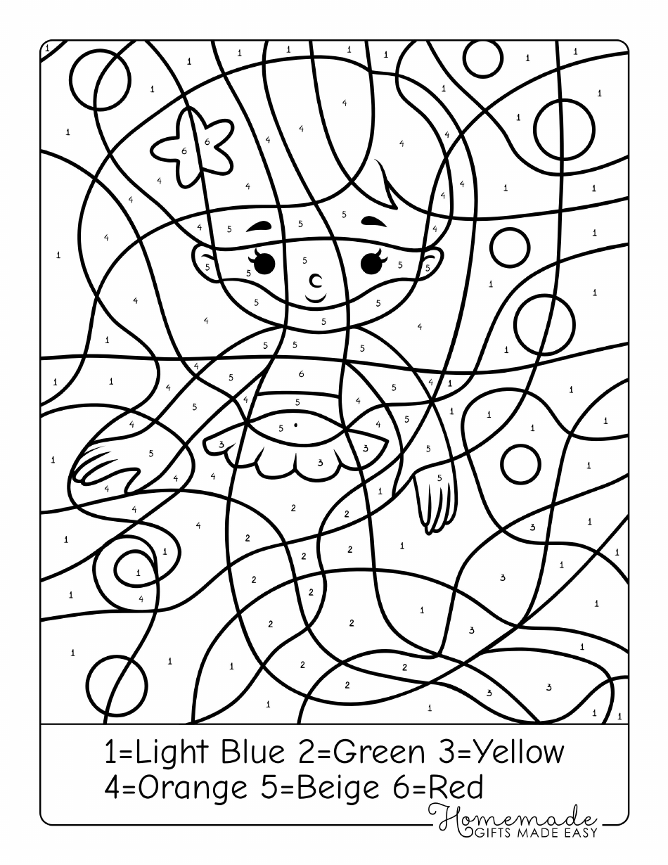 Color By Number Coloring Page Little Mermaid Download Printable PDF 