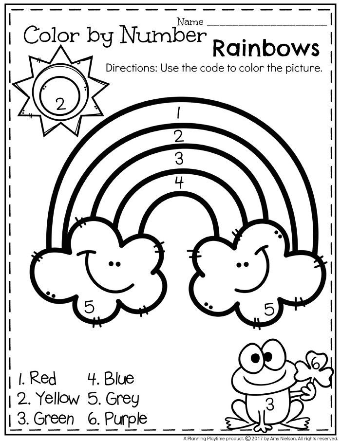 Color By Number For Kindergarten Kindergarten