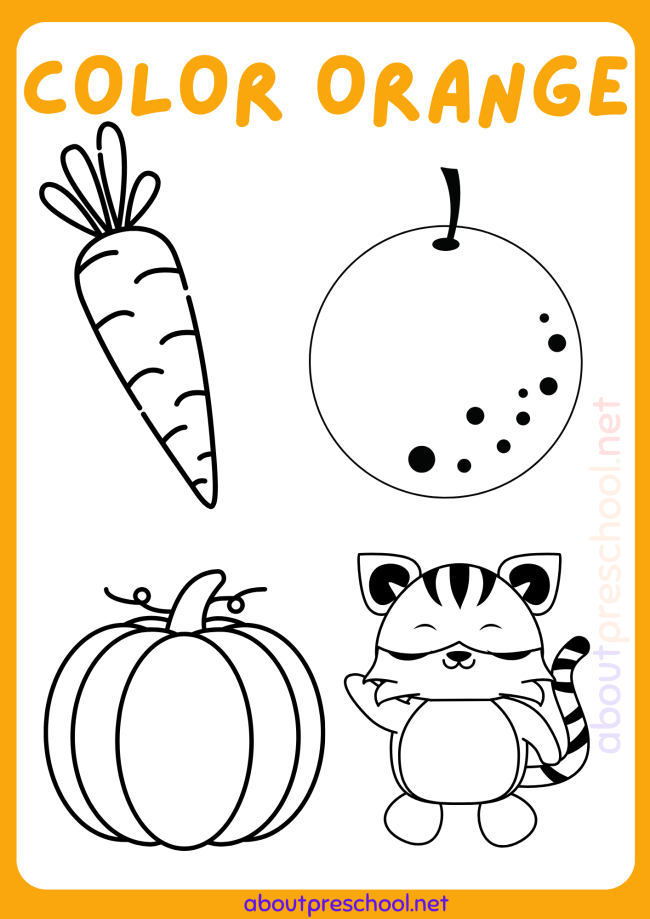 color orange preschool worksheets