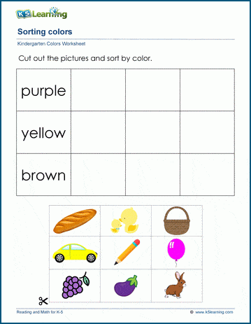 color worksheets kindergarten