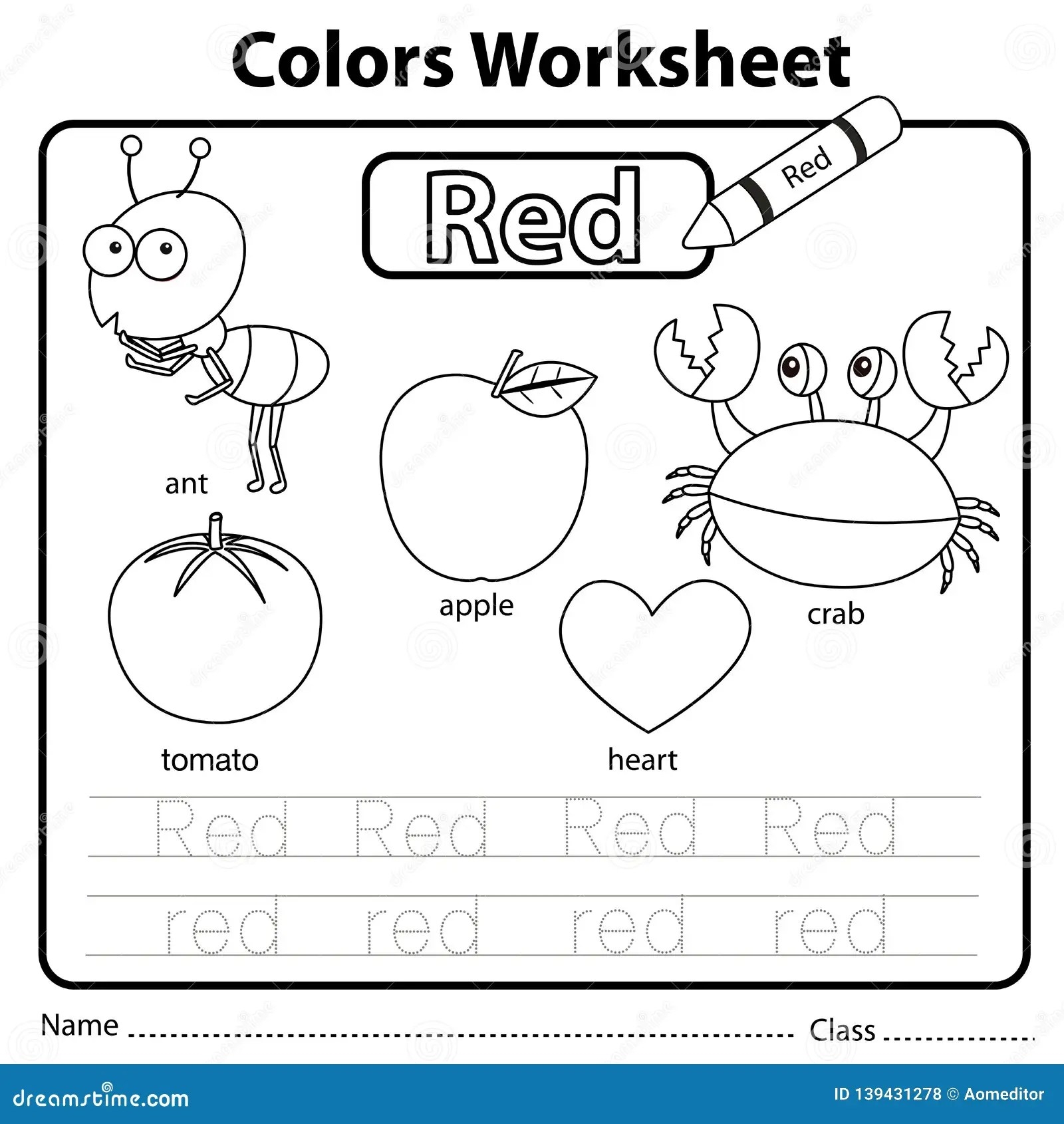 Color Red Worksheet For Preschool