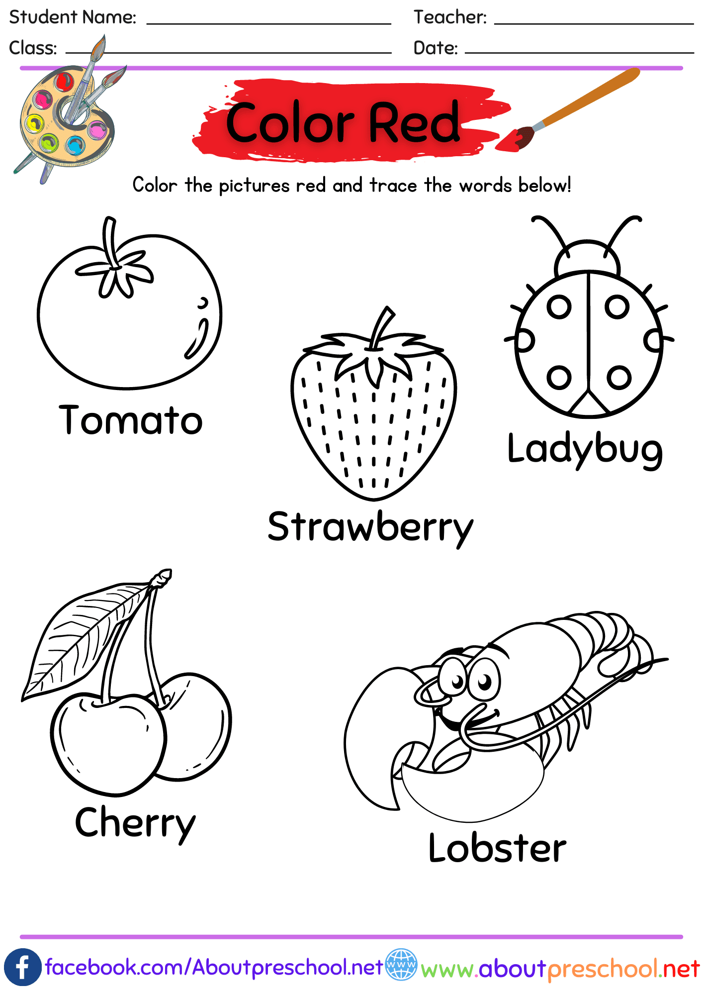 color worksheets preschool