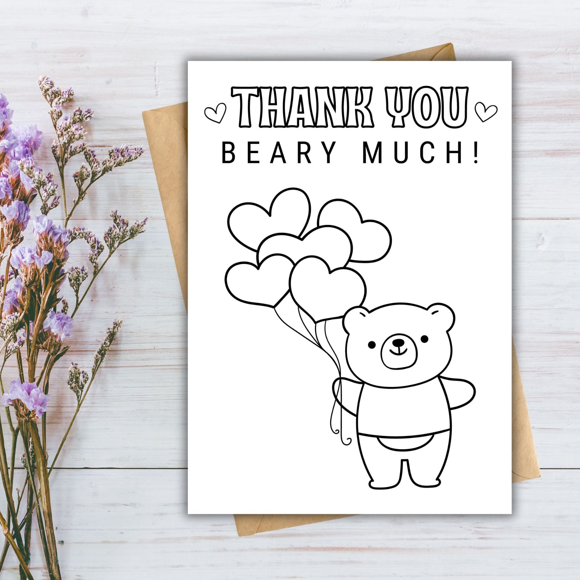 Colorable Kids Thank You Cards Printable Set Of 6 Cards Color Your Own 