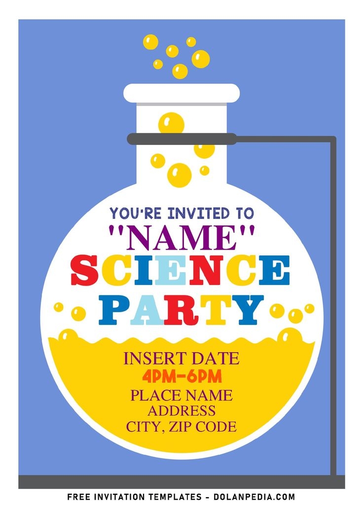 Colorful Science Party Invitation Templates Free Editable PDF
